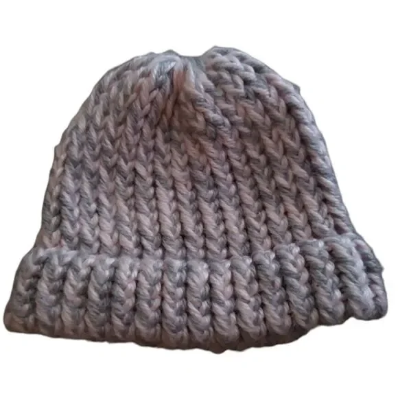 5/$25 SALE! Gray & Pink Knit Baby Hat - Picture 2 of 3
